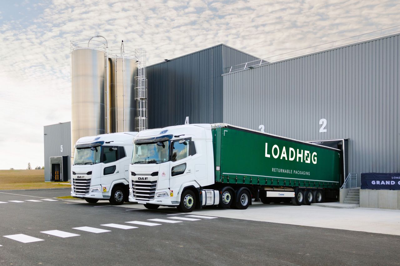 Loadhog trucks outside the manufacturing facility